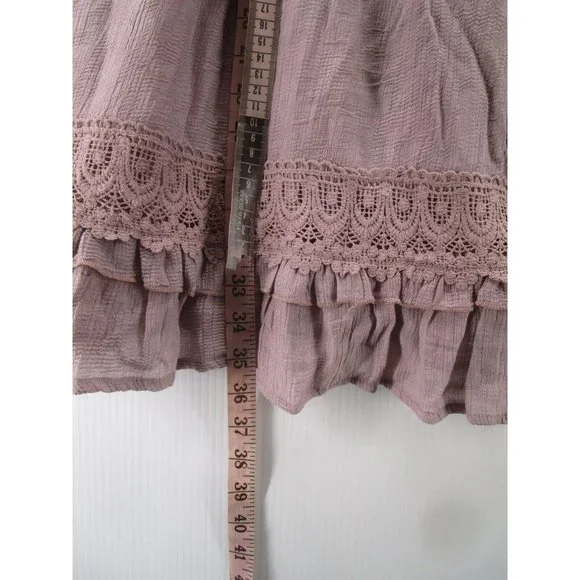 Bluivy Dress Large Fit Flare Ruffle Crochet Boho Pullover NEW - Picture 5 of 13